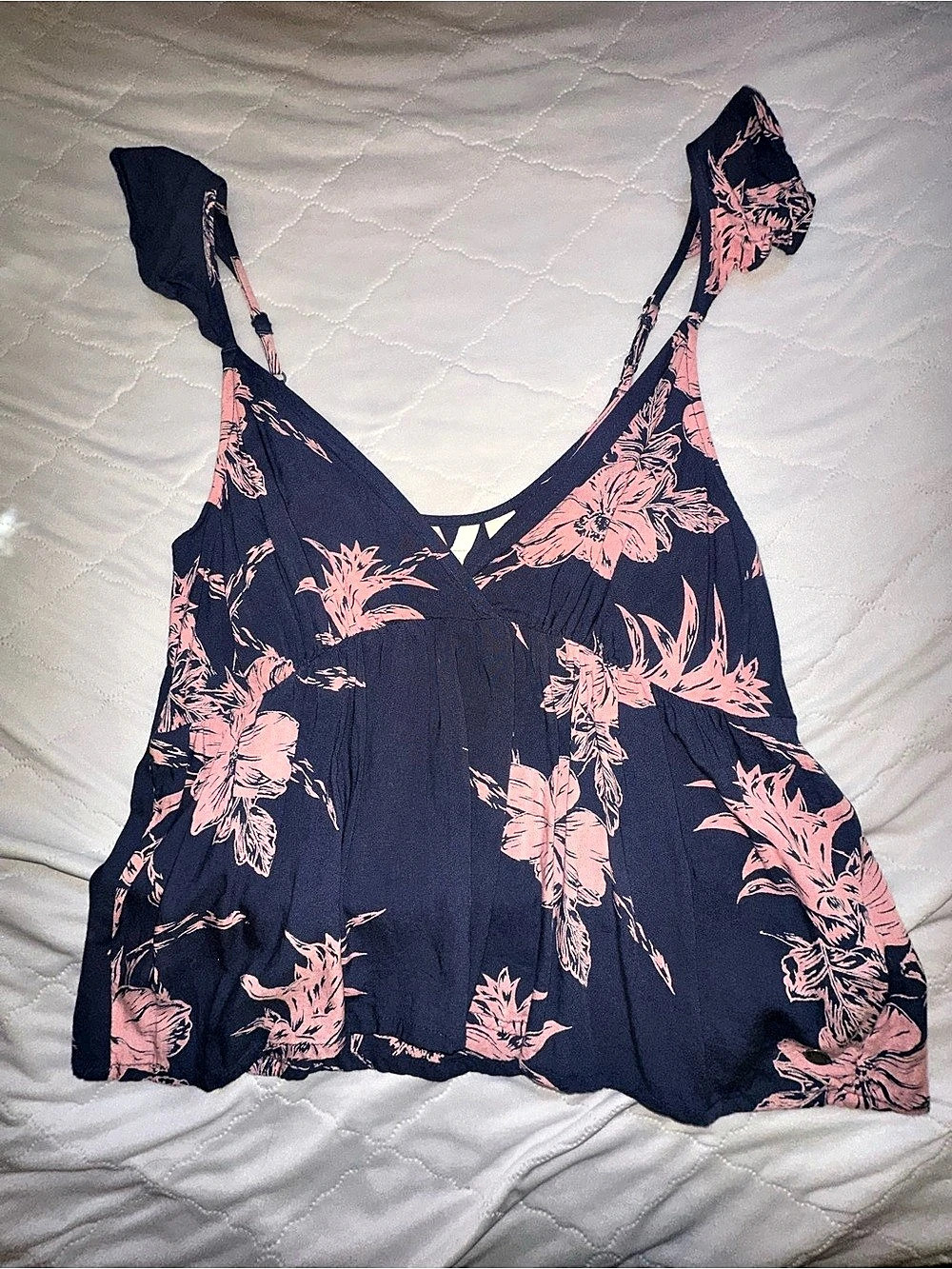 Roxy Floral Tank Top in Blue & Pink Size Medium